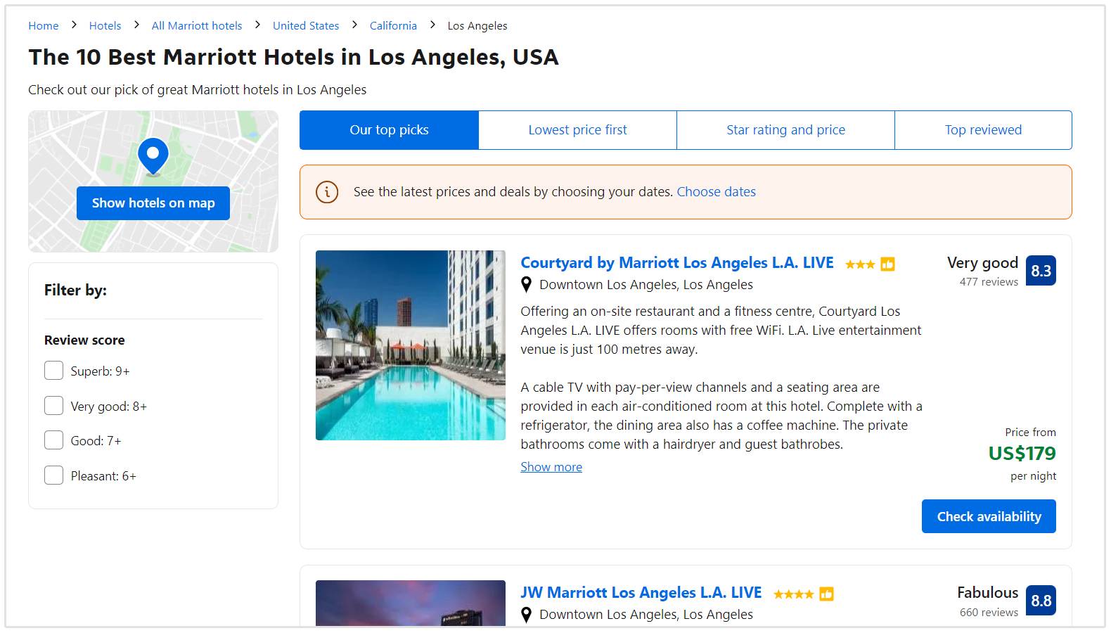 marriott hoteller på booking.com